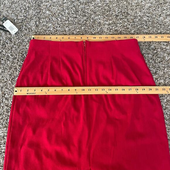 Y2K Long Pencil Skirt Size 16 Red Solid Minimal Career Office Academia 90s Vtg - Picture 16 of 16